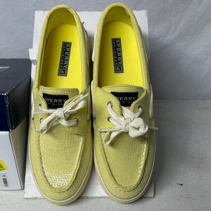 Sperry Bahama Women’s Yellow Sequin Top-Sliders Size 8M NIB
